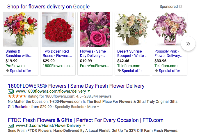 A Google search for flowers.