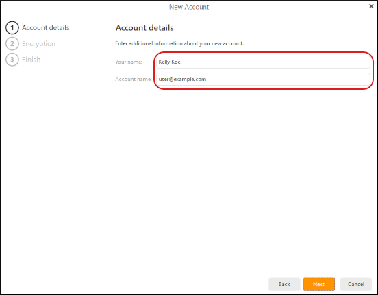 eM Client - Set up account - Account Details