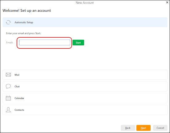 eM Client - Set up account - Email