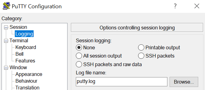 The PuTTy SSH client.